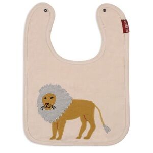 Milkbarn Infant Baby Appliqué Organic Linen Two-Layer Bib Lion